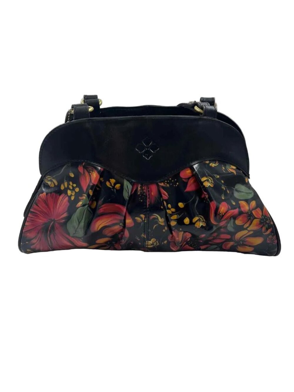 NWT PATRICIA NASH Black & Multi TROPICAL ESCAPE Floral Print Leather MACELLARA O
